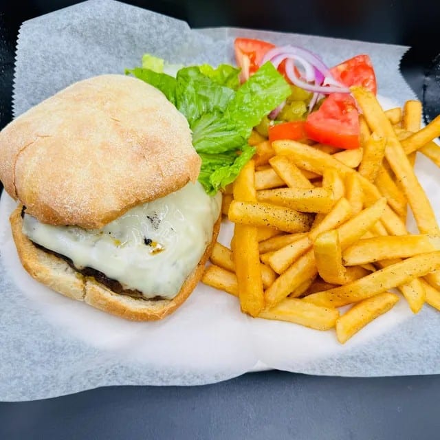 Lamb Burger with Cheese.
