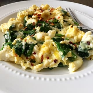 Spinach and fetta scrambled eggs