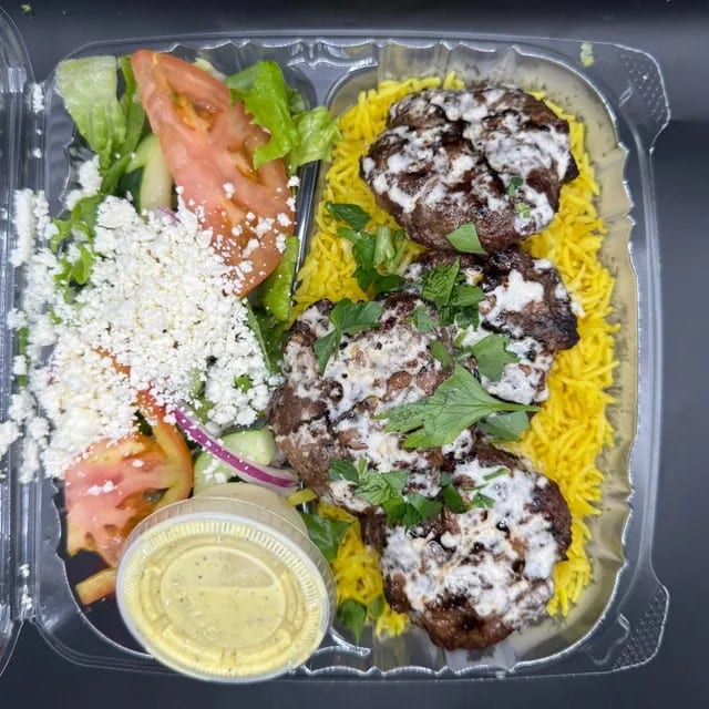 Lamb & Kafta Kabob Plate.