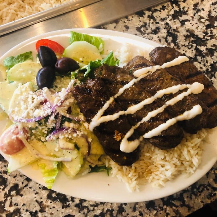 Kafta Shish Kabobs Combo Plate.